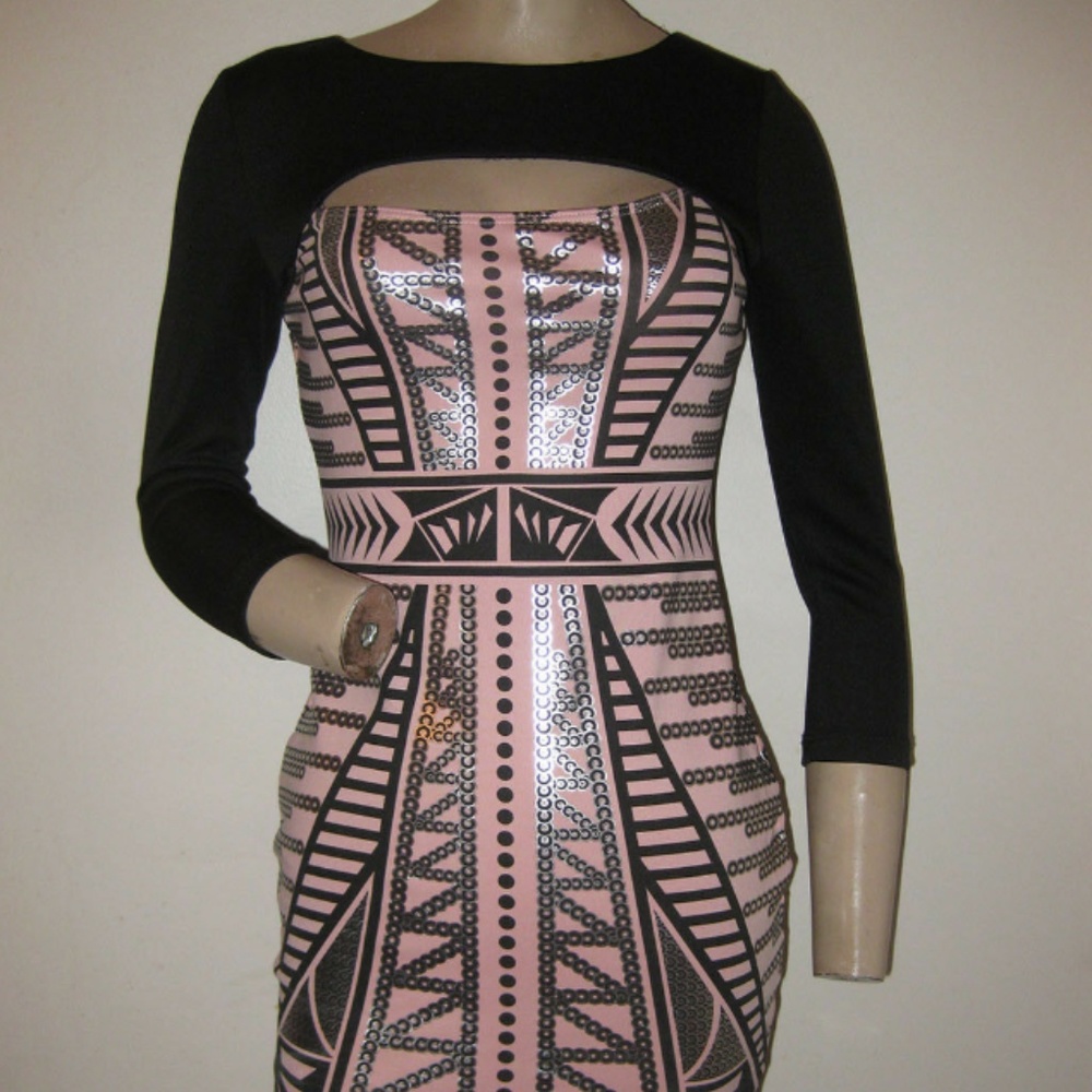 ARDEN B sexy pink black body con club dress